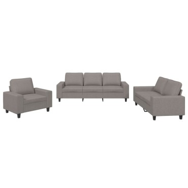 Σετ Σαλονιού 3 τεμ. Taupe Υφασμάτινο 94x77x80cm  Διθέσιος Τριθέσιος