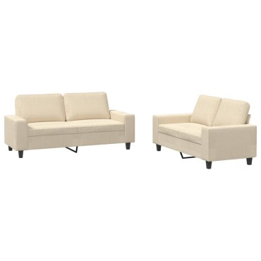 vidaXL Σετ Σαλονιού 2 τεμ. Κρεμ Υφασμάτινο 154x77x80cm  Διθέσιος