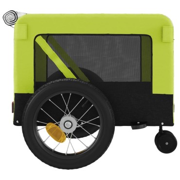 vidaXL Τρέιλερ Ποδηλάτου Κατοικίδιων Πράσινο/Μαύρο Oxford/Σίδηρος