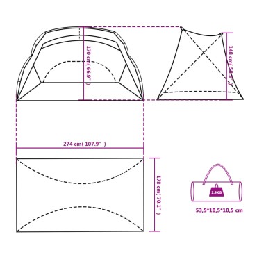 vidaXL Σκηνή Παραλίας Γαλάζια 274x178x170/148 εκ. από Πολυεστέρα 185T