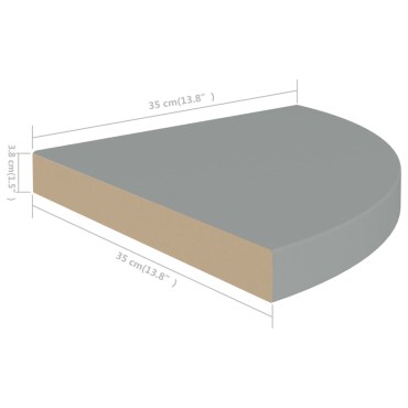 vidaXL Ράφια Τοίχου Γωνιακά 4 τεμ. Γκρι 35x35x3,8cm MDF