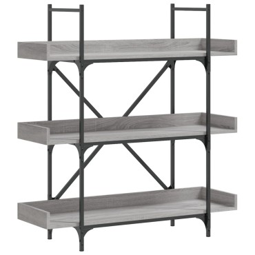 vidaXL Βιβλιοθήκη 3 Επιπέδων Γκρι Sonoma 100x33x108,5cm Επεξεργ. Ξύλο 1 τεμ.