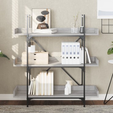 vidaXL Βιβλιοθήκη 3 Επιπέδων Γκρι Sonoma 100x33x108,5cm Επεξεργ. Ξύλο 1 τεμ.