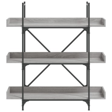 vidaXL Βιβλιοθήκη 3 Επιπέδων Γκρι Sonoma 100x33x108,5cm Επεξεργ. Ξύλο 1 τεμ.