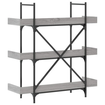 vidaXL Βιβλιοθήκη 3 Επιπέδων Γκρι Sonoma 100x33x108,5cm Επεξεργ. Ξύλο 1 τεμ.