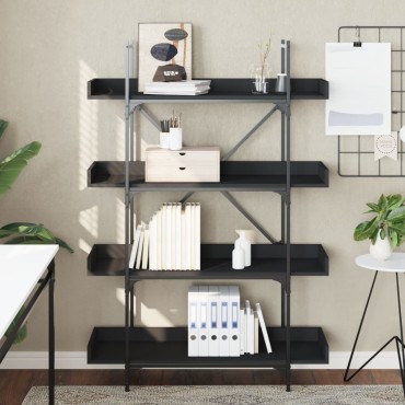 vidaXL Βιβλιοθήκη 4 Επιπέδων Μαύρη 100x33x145,5cm Επεξεργασμένο Ξύλο 1 τεμ.