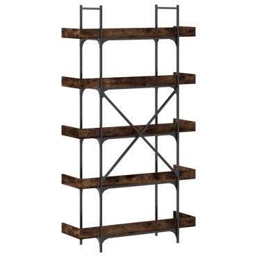 vidaXL Βιβλιοθήκη 5 Επιπέδων Καπνιστή Δρυς 100x33x180,5cm Επεξ. Ξύλο 1 τεμ.