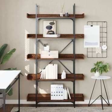 vidaXL Βιβλιοθήκη 5 Επιπέδων Καφέ Δρυς 100x33x180,5cm Επεξεργ. Ξύλο 1 τεμ.