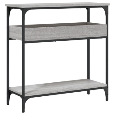vidaXL Τραπέζι Κονσόλα με Ράφι Γκρι Sonoma 75x29x75cm Επεξεργ. Ξύλο 1 τεμ.