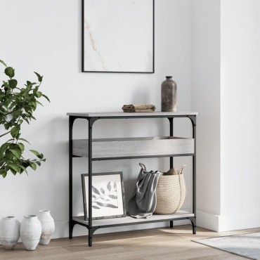 vidaXL Τραπέζι Κονσόλα με Ράφι Γκρι Sonoma 75x29x75cm Επεξεργ. Ξύλο 1 τεμ.