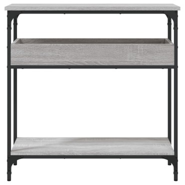 vidaXL Τραπέζι Κονσόλα με Ράφι Γκρι Sonoma 75x29x75cm Επεξεργ. Ξύλο 1 τεμ.