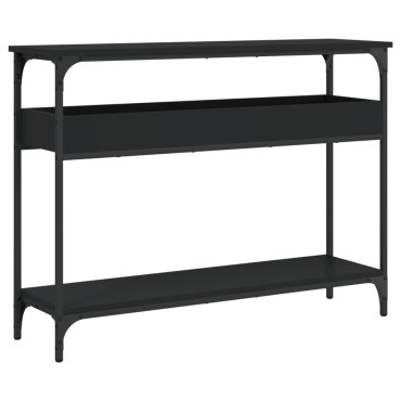 vidaXL Τραπέζι Κονσόλα με Ράφι Μαύρο 100x29x75cm Επεξεργασμένο Ξύλο 1 τεμ.