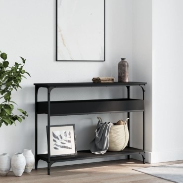 vidaXL Τραπέζι Κονσόλα με Ράφι Μαύρο 100x29x75cm Επεξεργασμένο Ξύλο 1 τεμ.