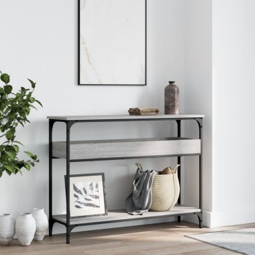 vidaXL Τραπέζι Κονσόλα με Ράφι Γκρι Sonoma 100x29x75cm Επεξεργ. Ξύλο 1 τεμ.
