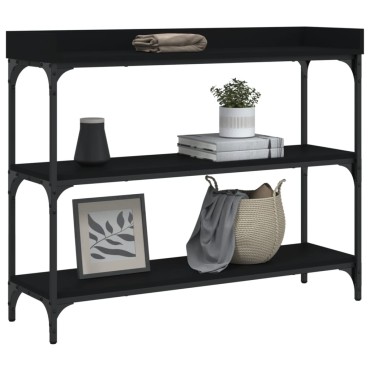 vidaXL Τραπέζι Κονσόλα με Ράφια Μαύρο 100x30x80cm 1 τεμ.