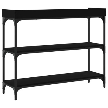 vidaXL Τραπέζι Κονσόλα με Ράφια Μαύρο 100x30x80cm 1 τεμ.
