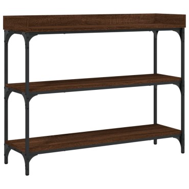 vidaXL Τραπέζι Κονσόλα με Ράφια Καφέ Δρυς 100x30x80cm 1 τεμ.