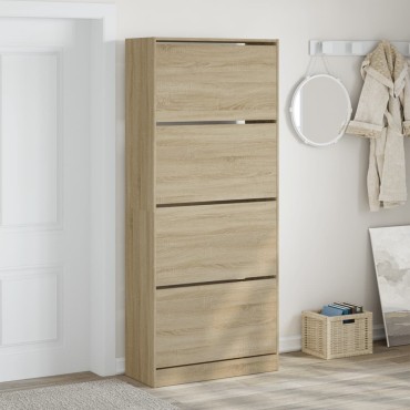 vidaXL Παπουτσοθήκη με 4 Ανακλ. Συρτάρια Sonoma Δρυς 80x34x187,5cm
