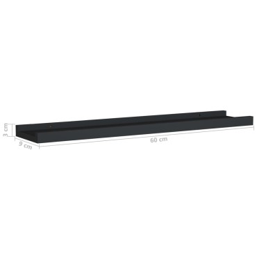 vidaXL Ράφια για Κορνίζες 2 τεμ. Μαύρα 60x9x3cm από MDF