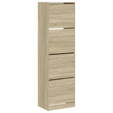 vidaXL Παπουτσοθήκη με 4 Ανακλ. Συρτάρια Sonoma Δρυς 60x42x204cm