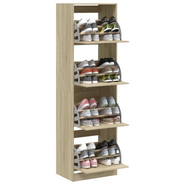 vidaXL Παπουτσοθήκη με 4 Ανακλ. Συρτάρια Sonoma Δρυς 60x42x204cm