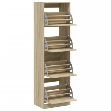 vidaXL Παπουτσοθήκη με 4 Ανακλ. Συρτάρια Sonoma Δρυς 60x42x204cm
