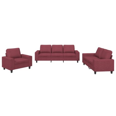 vidaXL Σετ Σαλονιού 3 τεμ. μπορντό Υφασμάτινο 94x77x80cm  Διθέσιος Τριθέσιος