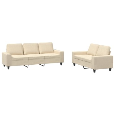 vidaXL Σετ Σαλονιού 2 τεμ. Κρεμ Υφασμάτινο 154x77x80cm  Διθέσιος Τριθέσιος