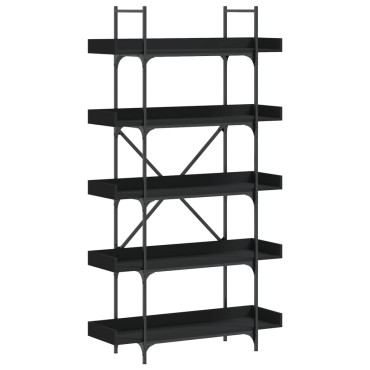 vidaXL Βιβλιοθήκη 5 Επιπέδων Μαύρη 100x33x180,5cm Επεξεργ. Ξύλο 1 τεμ.