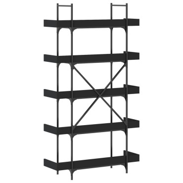 vidaXL Βιβλιοθήκη 5 Επιπέδων Μαύρη 100x33x180,5cm Επεξεργ. Ξύλο 1 τεμ.