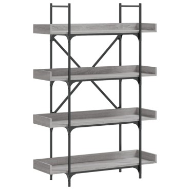 vidaXL Βιβλιοθήκη 4 Επιπέδων Γκρι Sonoma 100x33x145,5cm Επεξεργ. Ξύλο 1 τεμ.