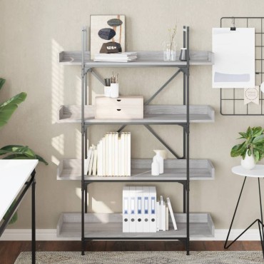 vidaXL Βιβλιοθήκη 4 Επιπέδων Γκρι Sonoma 100x33x145,5cm Επεξεργ. Ξύλο 1 τεμ.