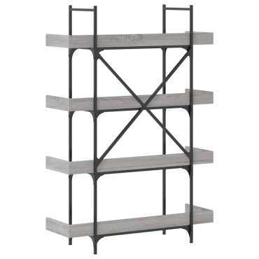 vidaXL Βιβλιοθήκη 4 Επιπέδων Γκρι Sonoma 100x33x145,5cm Επεξεργ. Ξύλο 1 τεμ.