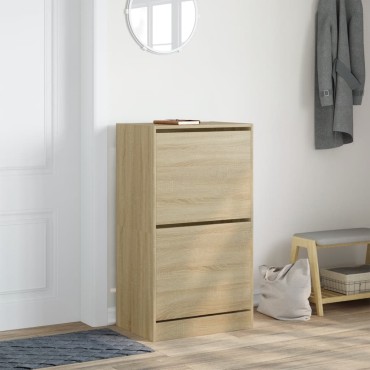vidaXL Παπουτσοθήκη με 2 Ανακλ. Συρτάρια Sonoma Δρυς 60x42x108cm