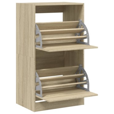 vidaXL Παπουτσοθήκη με 2 Ανακλ. Συρτάρια Sonoma Δρυς 60x42x108cm