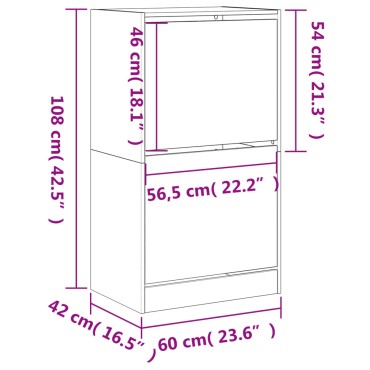 vidaXL Παπουτσοθήκη με 2 Ανακλ. Συρτάρια Sonoma Δρυς 60x42x108cm