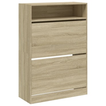 vidaXL Παπουτσοθήκη με 2 Ανακλ. Συρτάρια Sonoma Δρυς 80x34x116cm