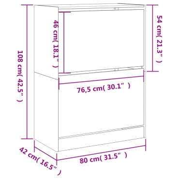 vidaXL Παπουτσοθήκη με 2 Ανακλ. Συρτάρια Sonoma Δρυς 80x42x108cm