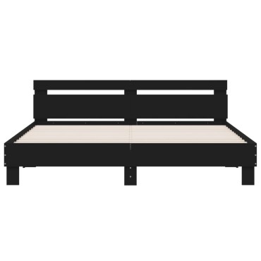 vidaXL Πλαίσιο Κρεβατιού με Κεφαλάρι/LED Μαύρο 180x200 εκ