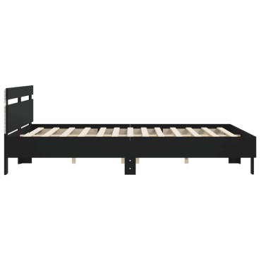 vidaXL Πλαίσιο Κρεβατιού με Κεφαλάρι/LED Μαύρο 180x200 εκ