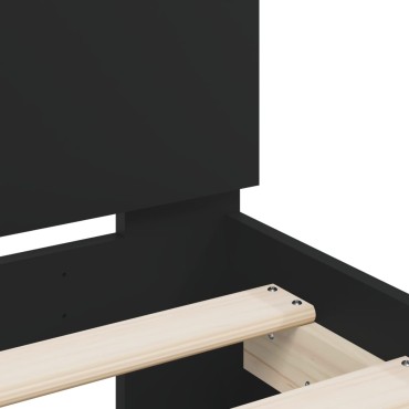 vidaXL Πλαίσιο Κρεβατιού με Κεφαλάρι/LED Μαύρο 180x200 εκ