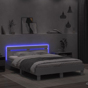 vidaXL Πλαίσιο Κρεβατιού με Κεφαλάρι/LED Λευκό 150 x 200 εκ