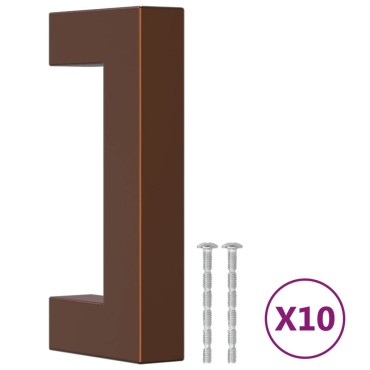 vidaXL Λαβές Ντουλαπιών 10 τεμ. Μπρονζέ 64 χιλ. από Ανοξείδωτο Ατσάλι