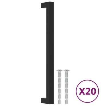 vidaXL Λαβές Ντουλαπιών 20 τεμ. Μαύρες 224 χιλ. από Ανοξείδωτο Ατσάλι