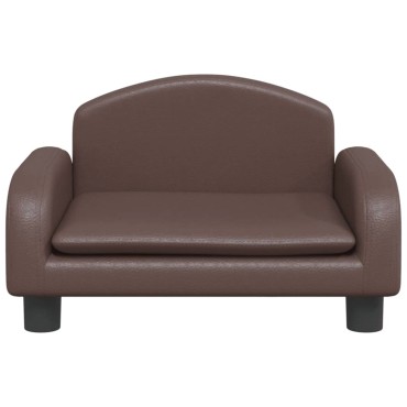 vidaXL Καναπές Παιδικός Καφέ 50x40x30cm από Συνθετικό Δέρμα 1 τεμ.