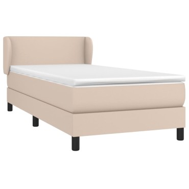 vidaXL Κρεβάτι Boxspring με Στρώμα Καπουτσίνο 80x200 εκ. Συνθ. Δέρμα