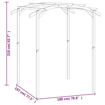 vidaXL Πέργκολα Κήπου 180 x 197 x 210 εκ. από Εμποτισμένο Ξύλο Πεύκου
