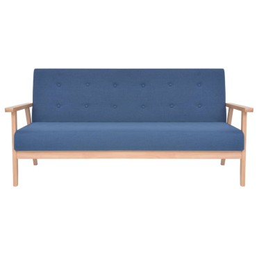 vidaXL Καναπές Τριθέσιος Μπλε Υφασμάτινος 158x67x73,5cm 1 τεμ.
