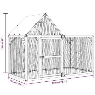 vidaXL Κοτέτσι 200x100x150 εκ. από Μασίφ Εμποτισμένο Ξύλο Πεύκου