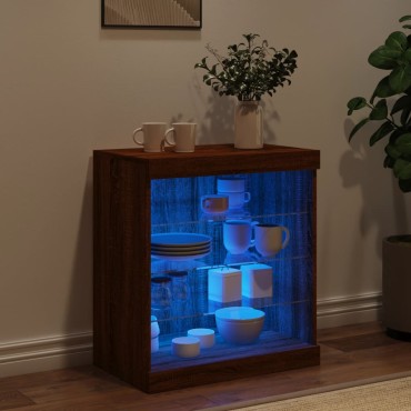 vidaXL Ντουλάπι με LED Καφέ Δρυς 60,5x37x67cm 1 τεμ.